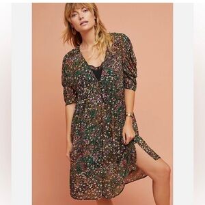 ANTHROPOLOGIE VALENCIA FLORAL MIDI DRESS S